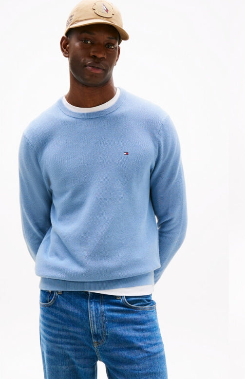 structured crew neck sweater, BRISK BLUE