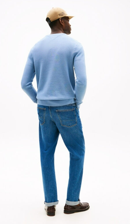 structured crew neck sweater, BRISK BLUE