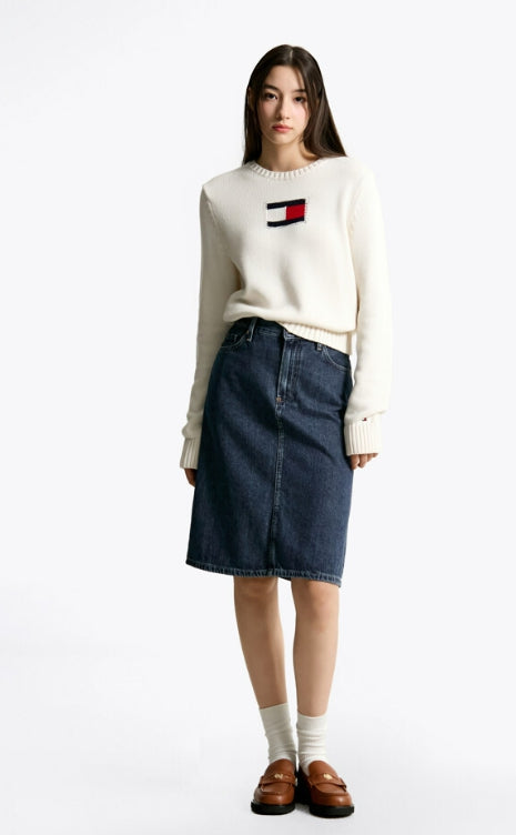 American flag crew neck sweater, IVORY PETAL