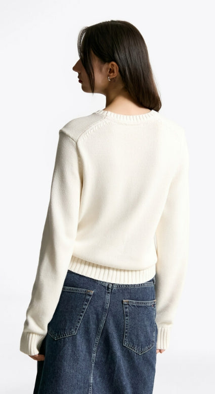 American flag crew neck sweater, IVORY PETAL