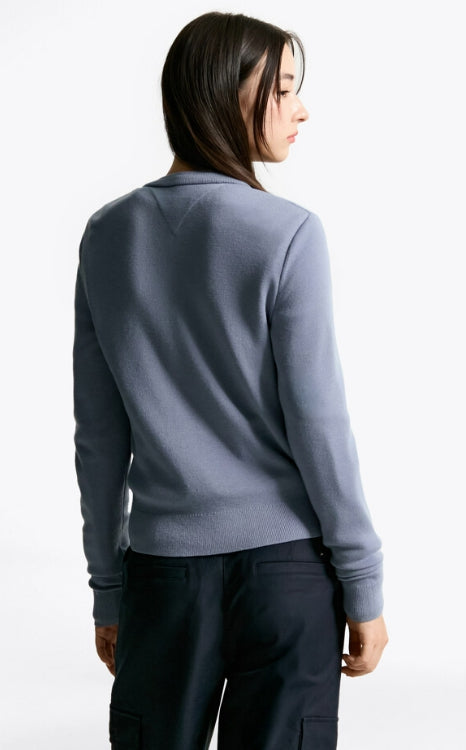 Knit mixed padded jacket, BLUE