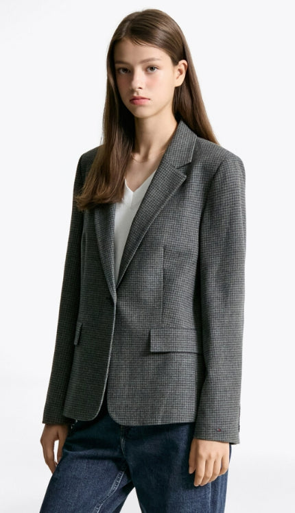 regular check blazer, GREY