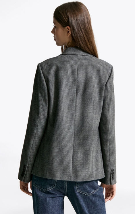 regular check blazer, GREY