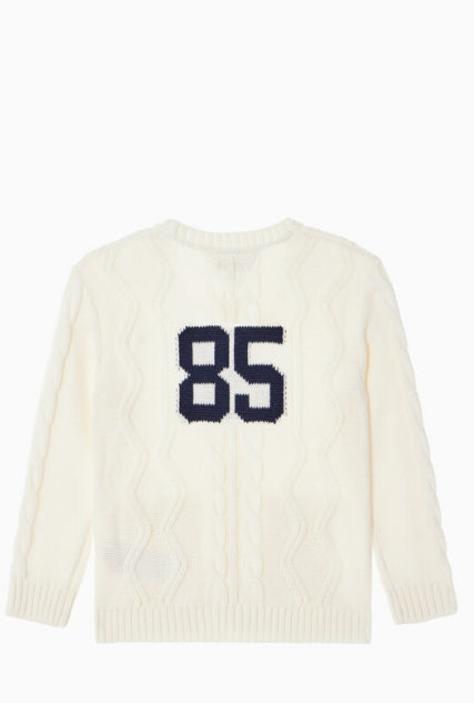 V-neck cable cardigan, IVORY SILK