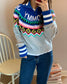 Women's Cropped Tribal Pattern turtleneck Sweater