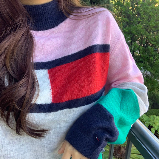 Women's Mockneck Color Block Sweater