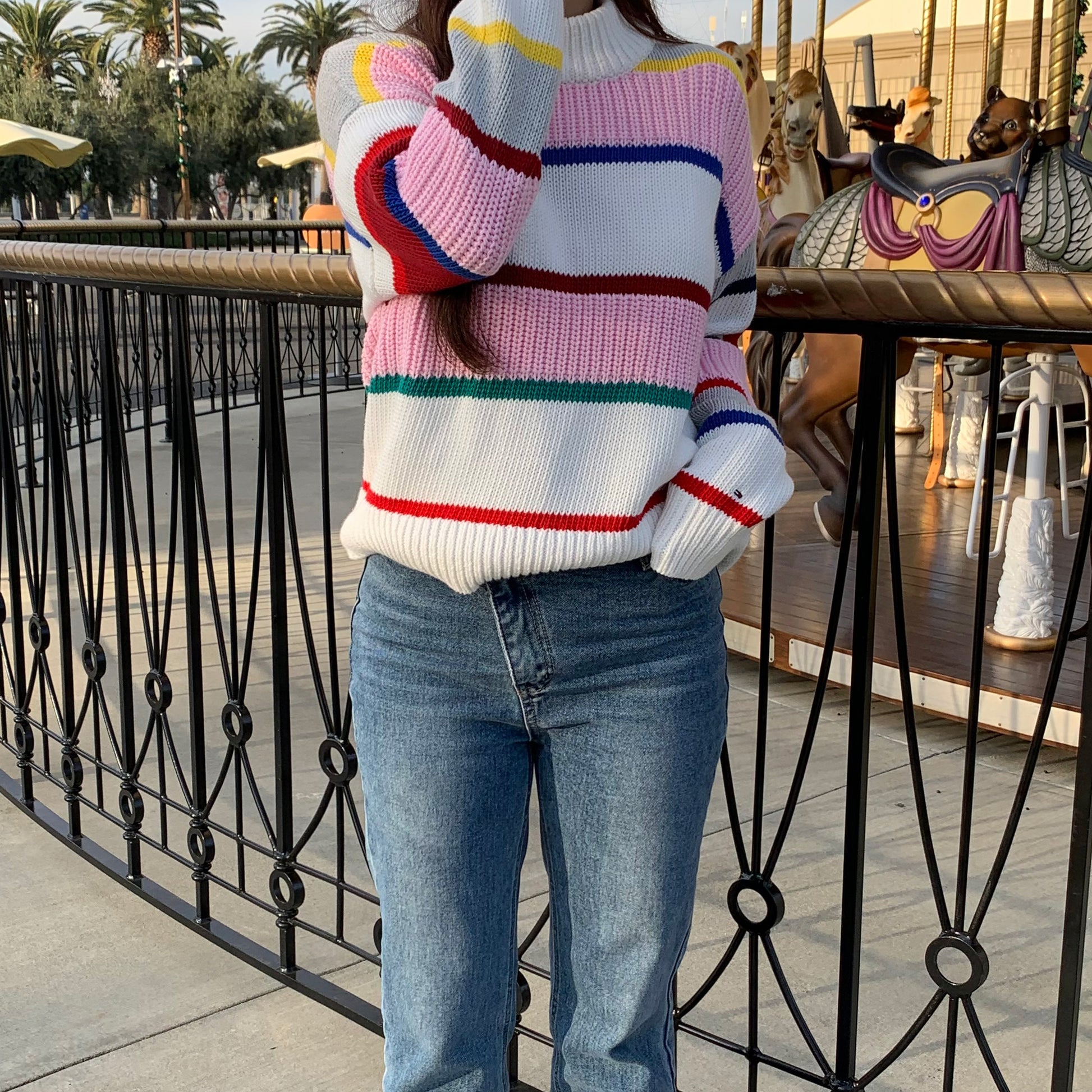 Tommy Hilfiger Women's Mockneck Striped Sweater